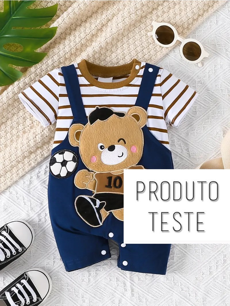 Macacão Bebê Curto com Estampa de Urso