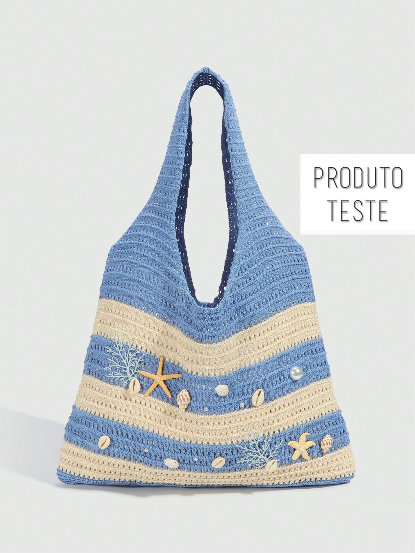 Bolsa de Praia em Tricô com Detalhes Marinhos