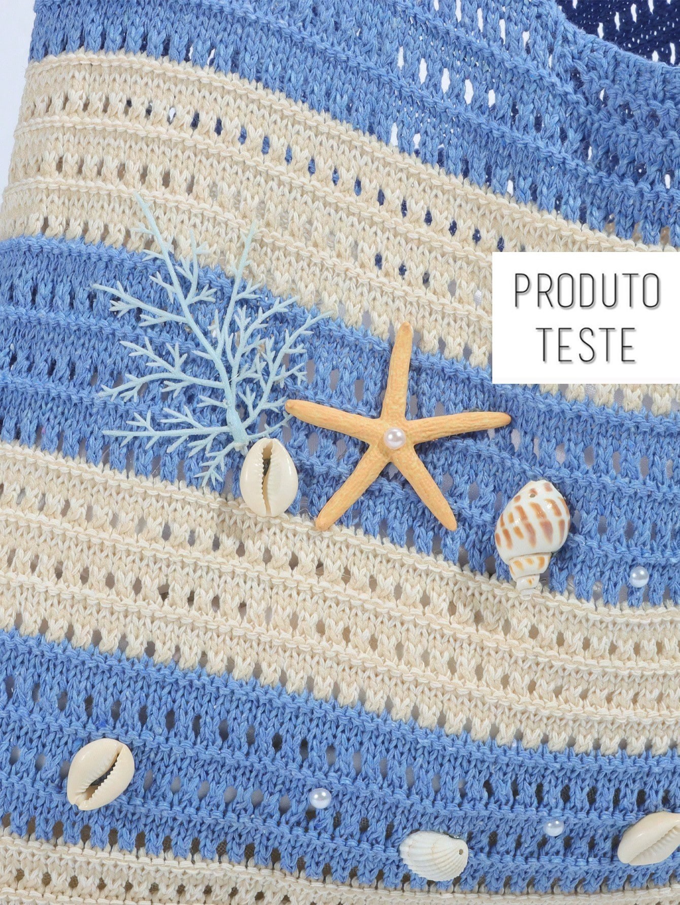 Bolsa de Praia em Tricô com Detalhes Marinhos