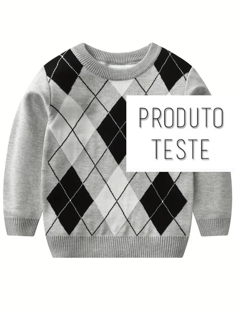 Suéter Infantil Gola Redonda Estampa Argyle