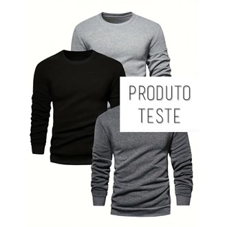 Kit 3 Blusas Masculinas Manga Longa Básica Gola Redonda