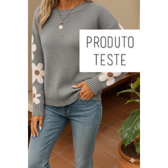 Blusão Feminino em Tricô com Flores nas Mangas